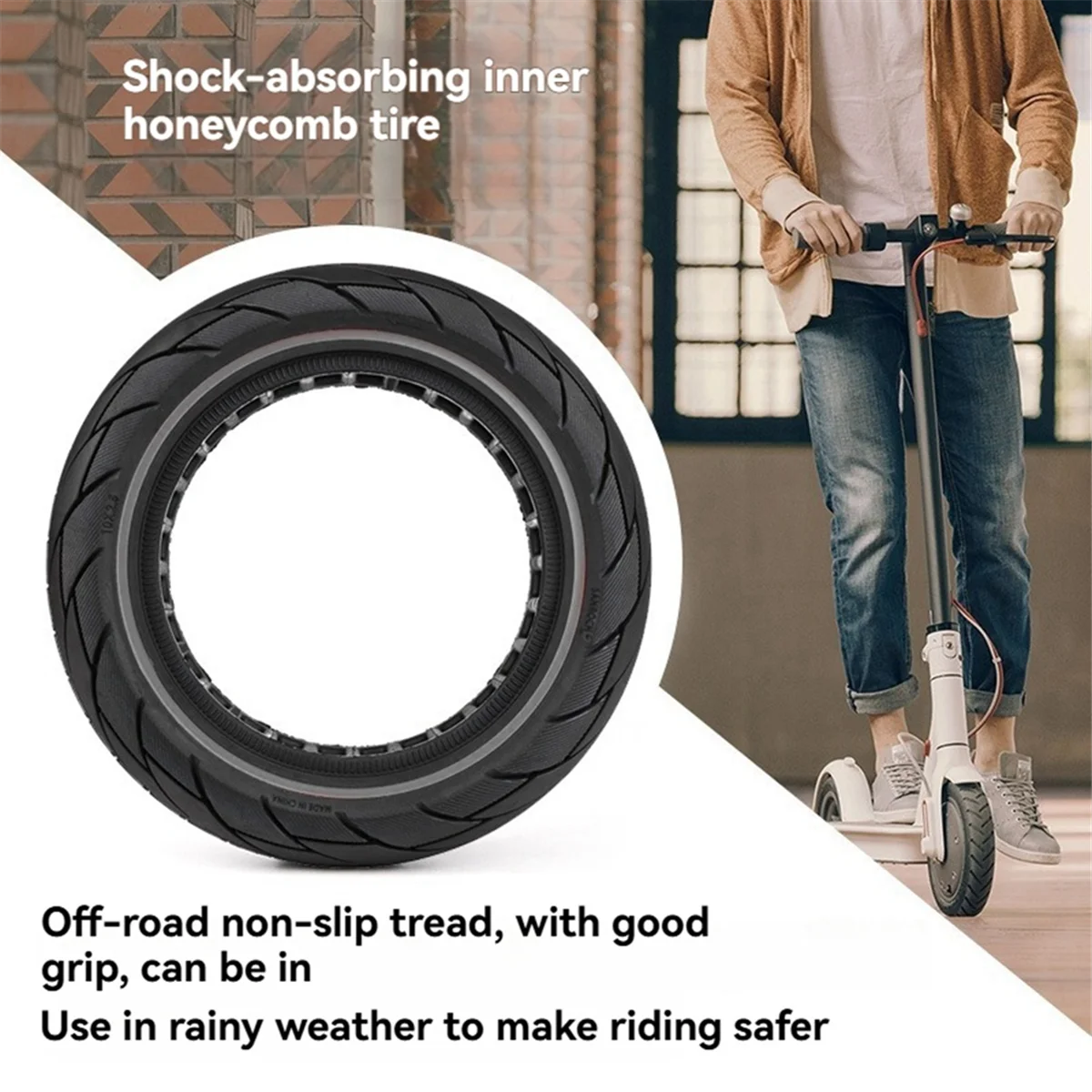 

A47ZZ 10x2.5 Scooter Tire Electric Scooter Replacement Tire for Ninebot MAX G30 Honeycomb Tires for Electric Scooter Black