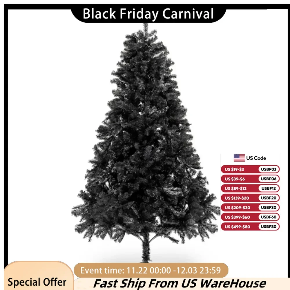 Black 1150 Branches The leaves are made of flame retardant PVC material, which is durable and not easy to deform Christmas tree