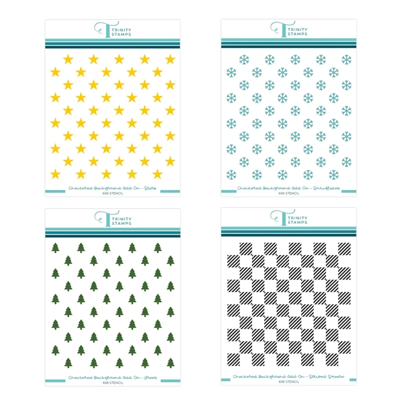 

New 2023 Christmas Checkered Background Stars Snowflakes Trees Squares Stencils Scrapbooking For Paper Making Frame Card