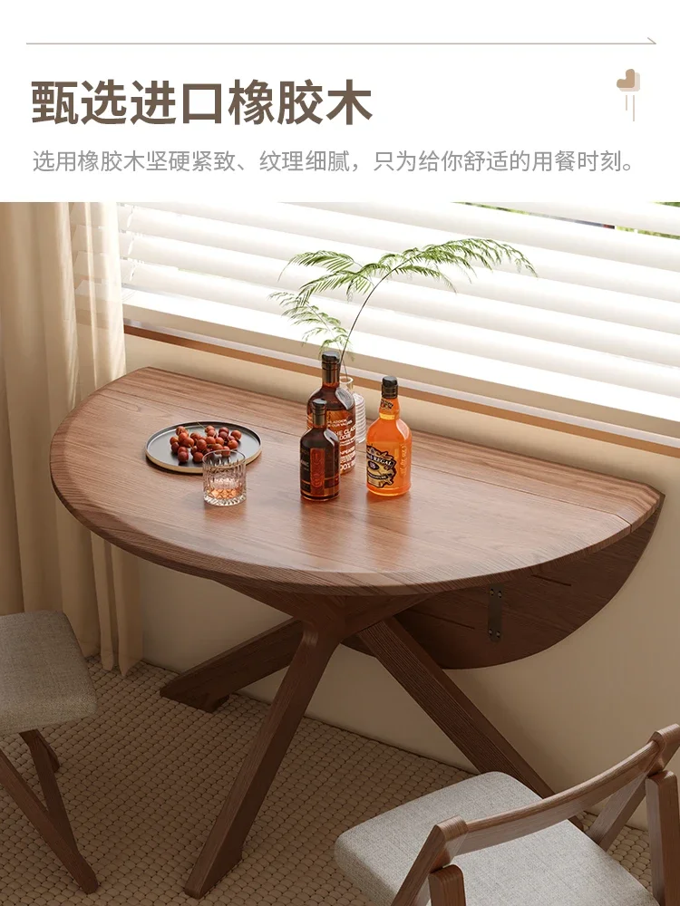 Solid wood folding round table Small apartment dining table Household dining table New Chinese foldable