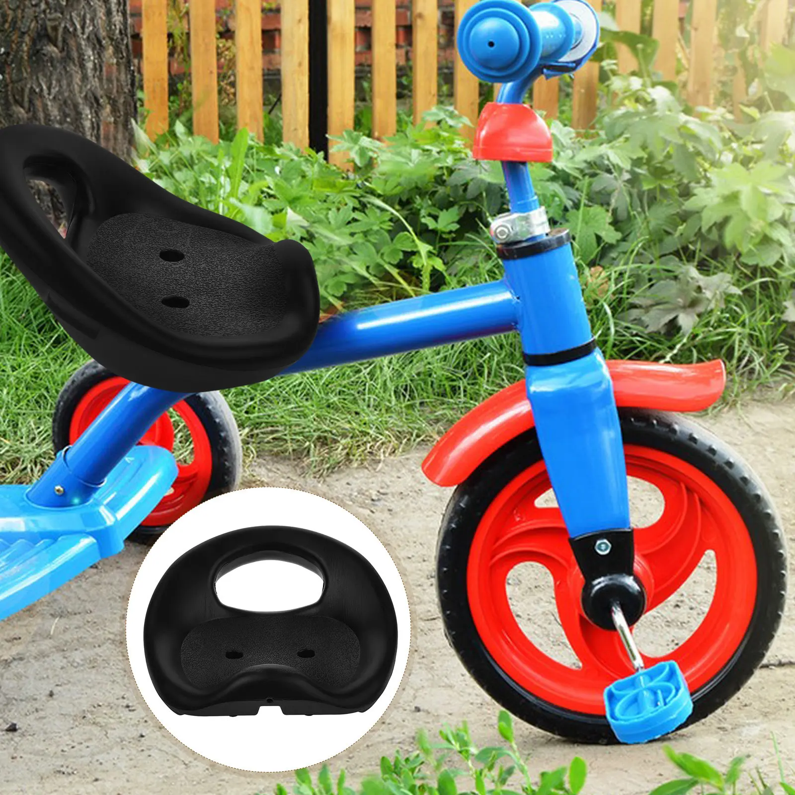 

Черное утолщенное сиденье для детского трехколесного велосипеда, сменная деталь, сверхпрочное, долговечное, пластиковое, стабильное, удобное, с поддержкой