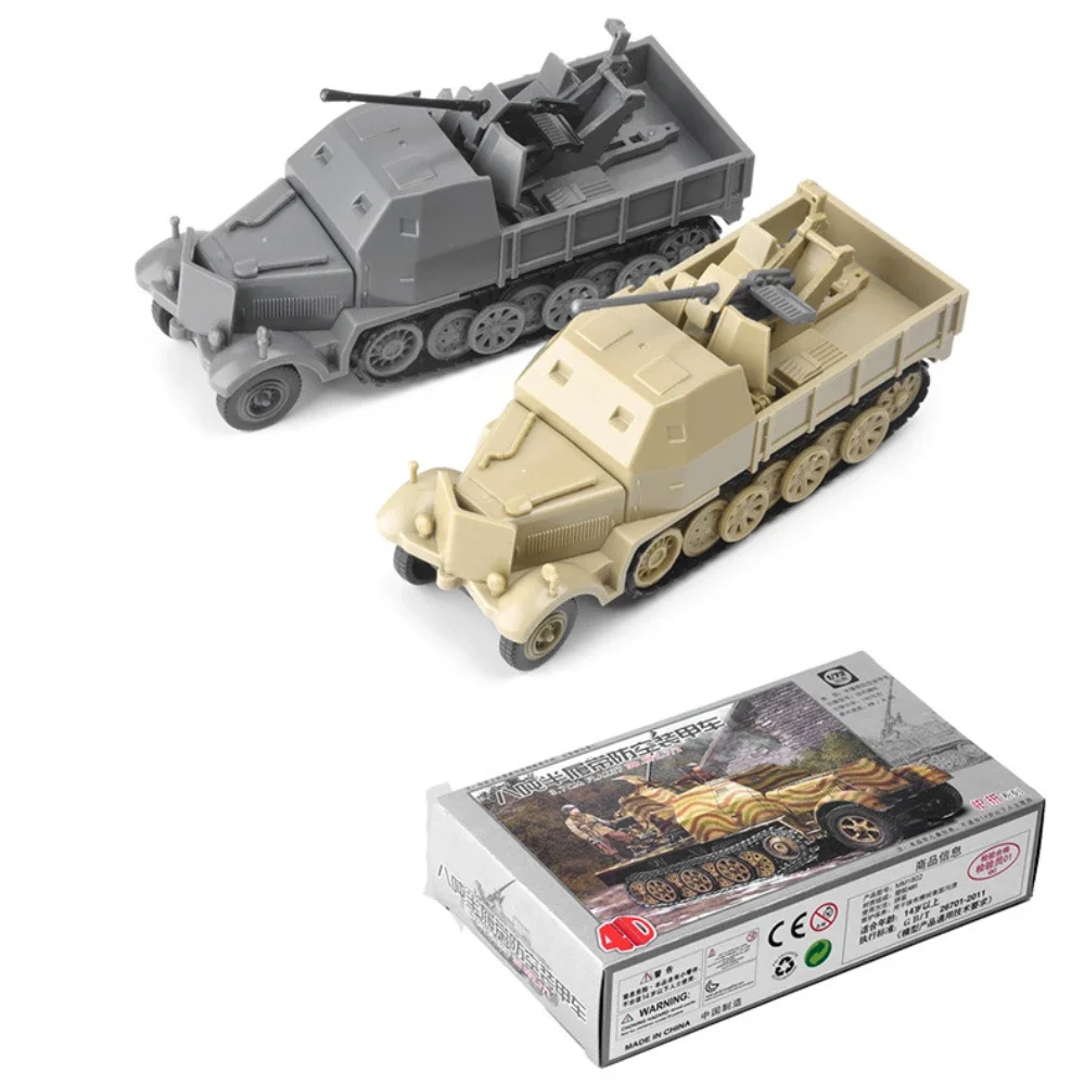 1/72 FLAK37 Armored Cannon Cars Model Building Kits Plastic Building Blocks German WW2 Air Defense Military Scale Assembled Toys