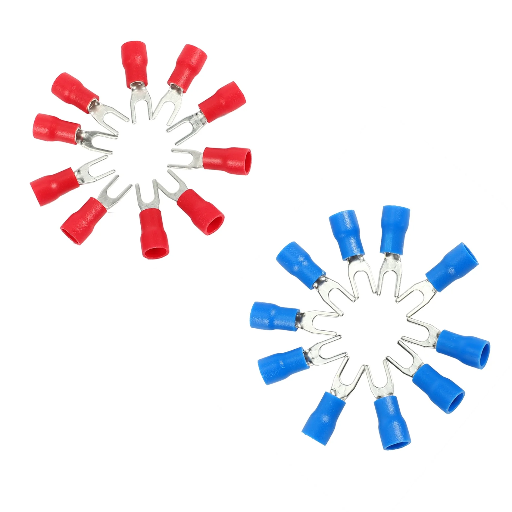 200pcs 16-14 AWG Red Blue Wire Connector Insulated Fork Terminal #4