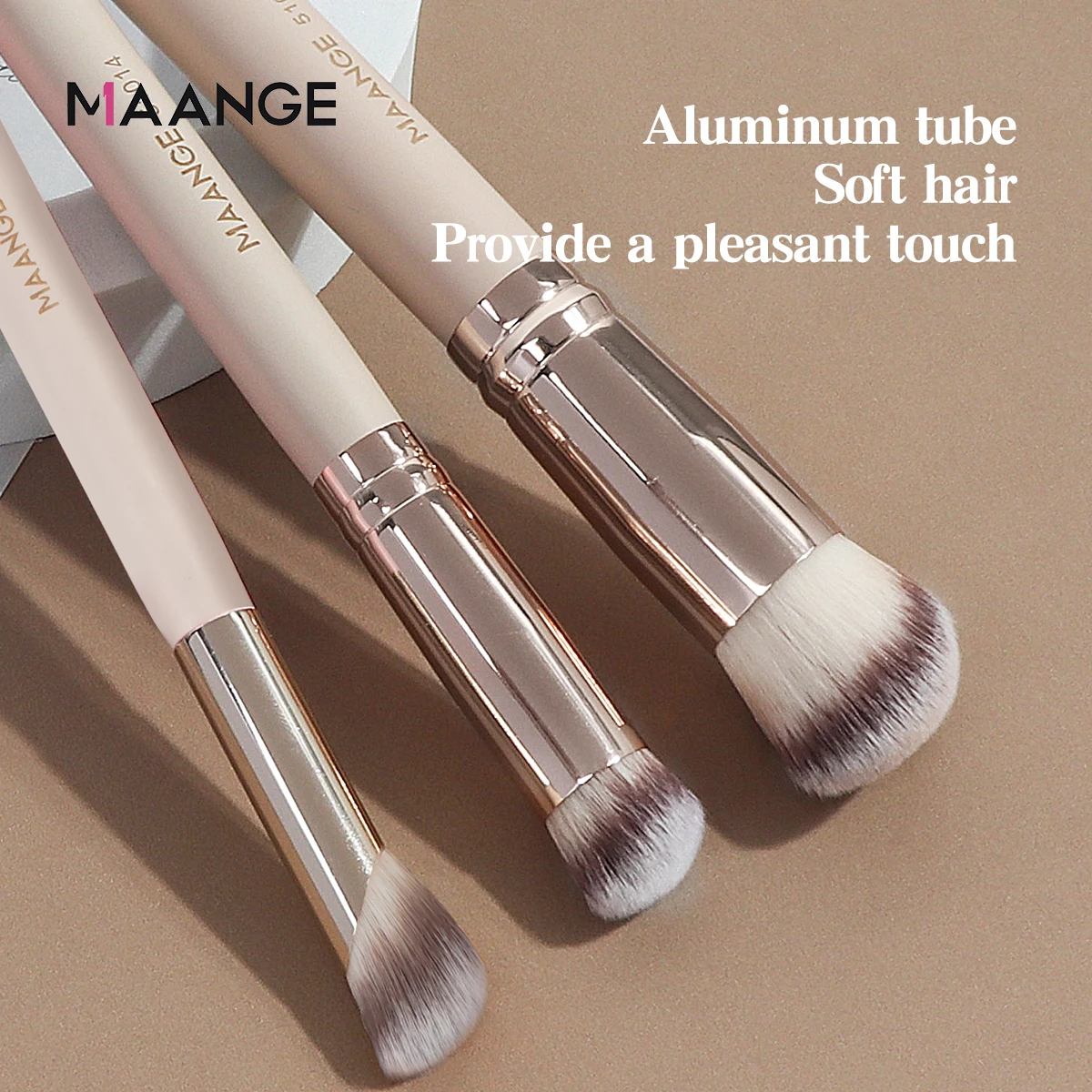 MAANGE 3PCS Makeup Brushes with 2PCS Triangle Powder Puff Soft Foundation Concealer Blush Blending Brush Cosmetic Makeup Sponges