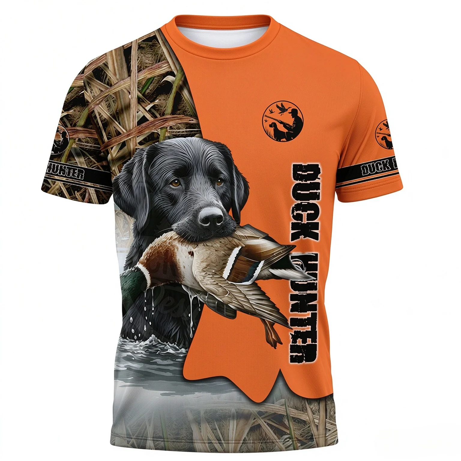Men Outdoor Hunting T-Shirt, Camo Wildlife Print. for Woodland Trips, Weekend Backcountry Explorations and Camp Hangouts