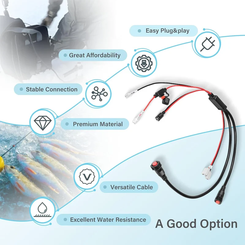 

Replace for Garmin 010-12676-40 All-in-One Power Cable for Used with Summit Ice Fishing Shuttle Compatible ECHOMAP Chartplotter