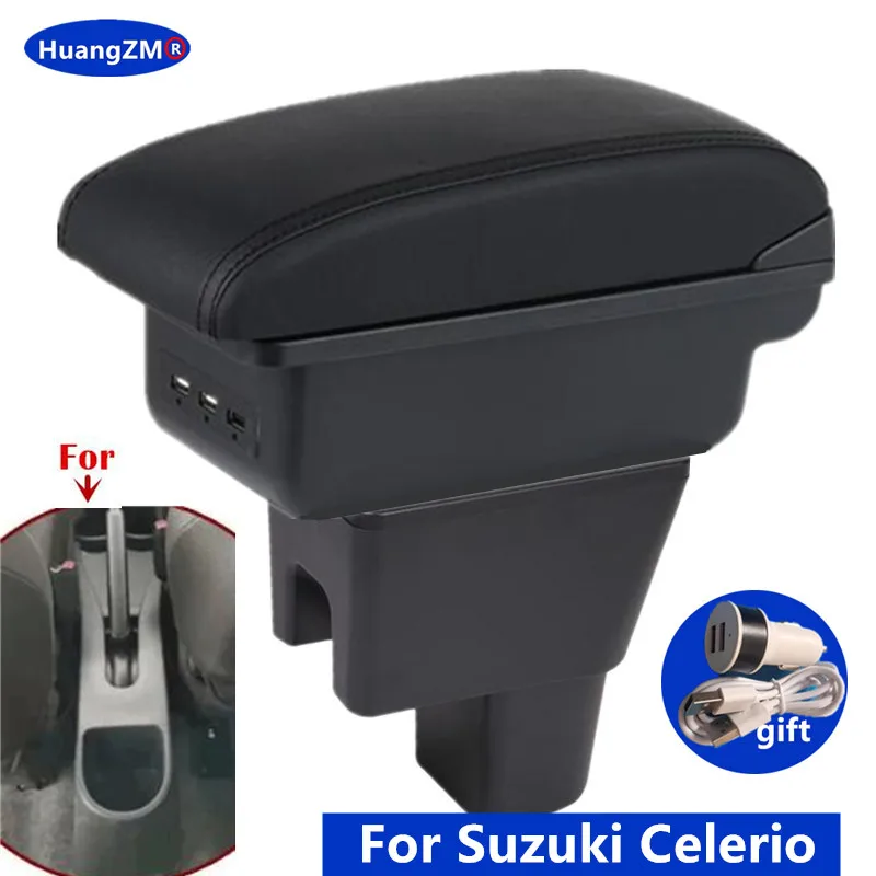 Für Suzuki Celerio Armlehnenbox Zentrale Aufbewahrungsbox mit USB-Anschluss Innenraum-Spezialzubehör Nachrüstung Auto-Accessoires