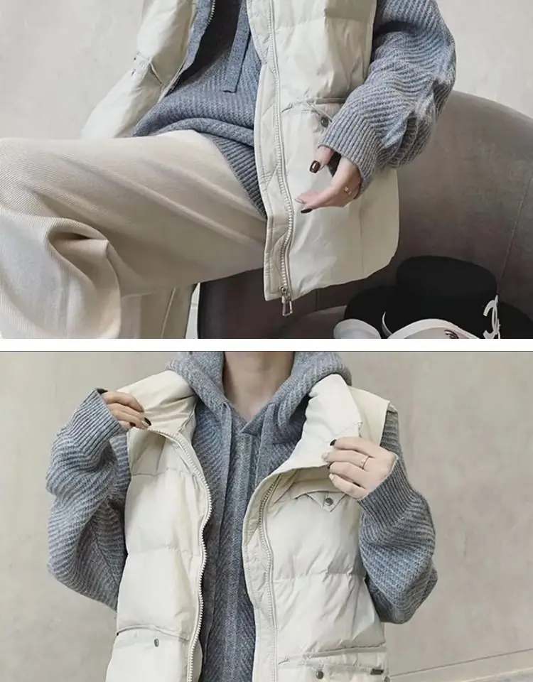 2025 gilet femmes hiver vêtements chauds amples épais col montant gilet veste