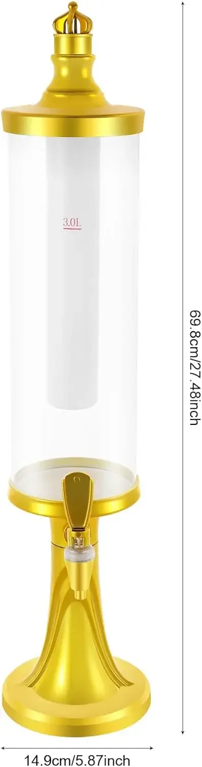 3L 맥주 타워 음료 디스펜서, 마가리타 미모사 타워 음료 디스펜서 (탭 포함), LED 다채로운 조명 및 아이스 튜브