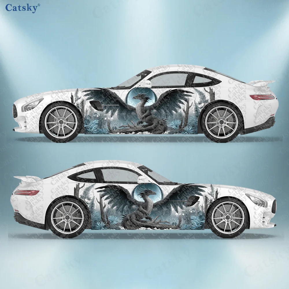 

2pcs Feathered Wings Feather Dragon Car Side Wrap, Self-Adhesive PVC Waterproof & Scratch-Resistant Stickers, Car Accessory Gift