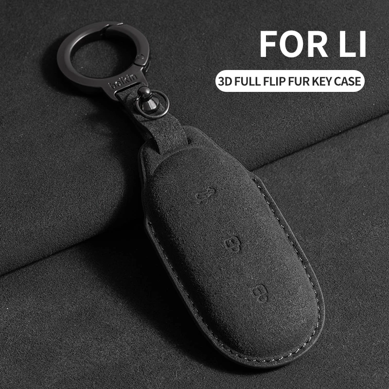 

Car Key Case Cover Smart Remote Key Shell For LI LEADING IDEAL Lixiang L7 L8 L9 ONE 2022 2023 Suede Leather Keychian Accessories