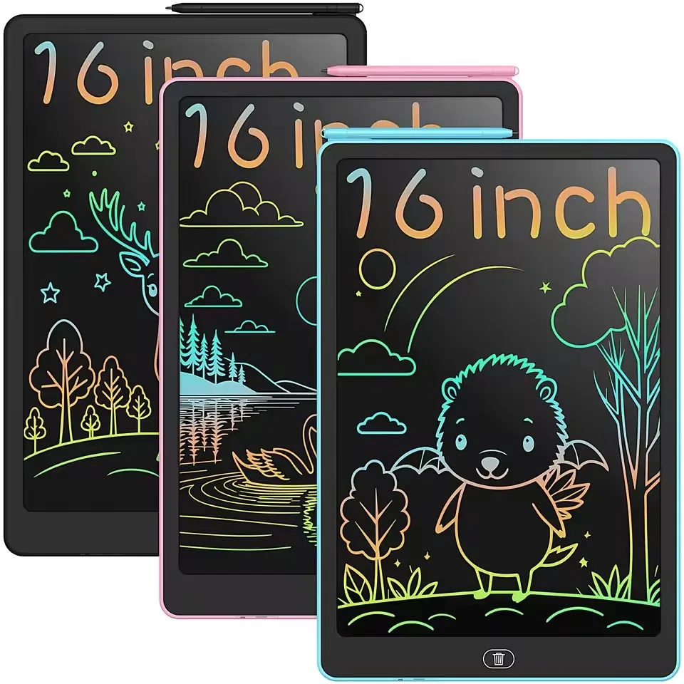 Tablette d'écriture LCD 16 pouces, grand planche à dessin électronique avec couleurs vives, écran effaçable, jouets éducatifs parfaits