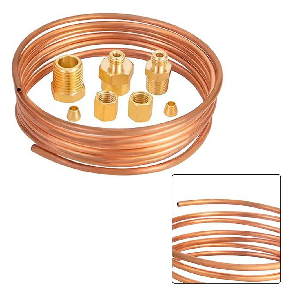 72'' Oil Pressure Gauge Tubing Kit, Set Of Copper Tube With1/4''/8''NPT High Temperature Ductility Low Magnetic Permeability