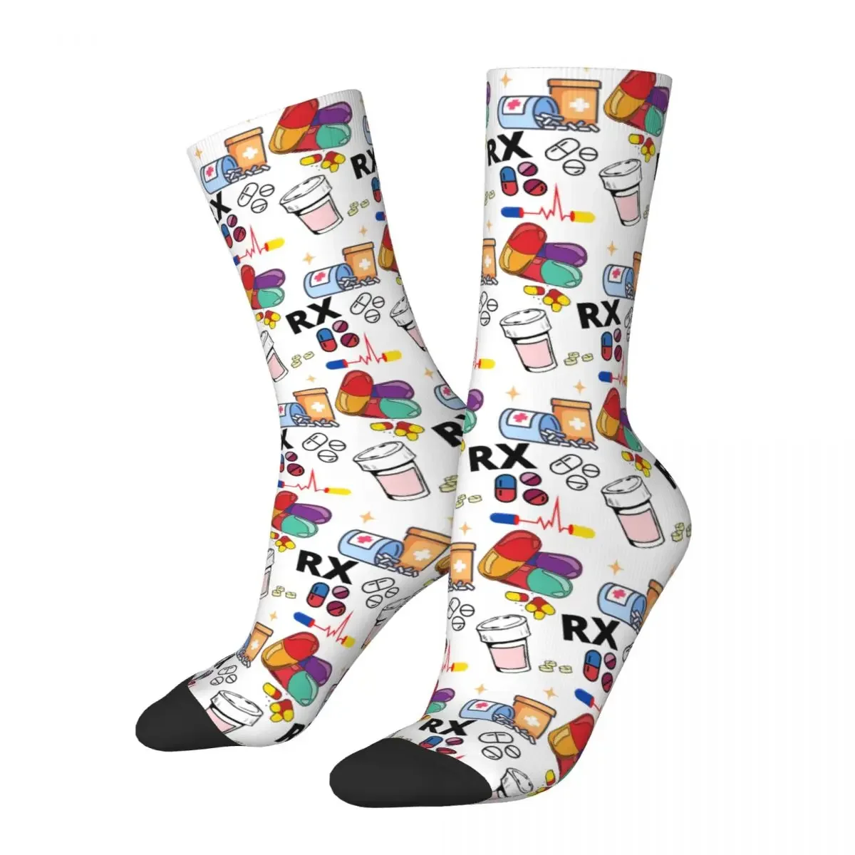 Calcetines largos con patrón de farmacia para hombre y mujer, medias de alta calidad Harajuku para todas las estaciones, accesorios para regalos, RX