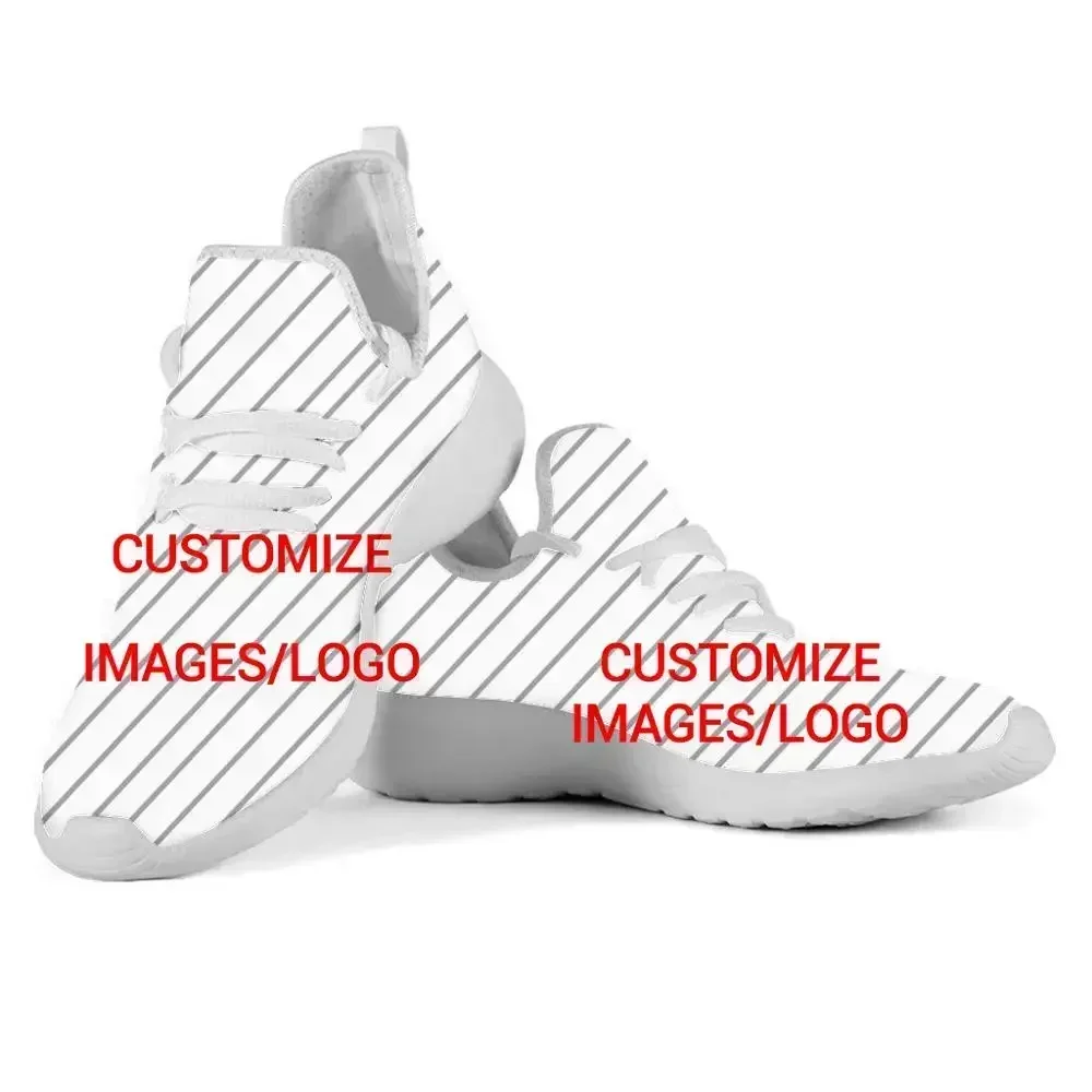 Custom Shoes Customized Picture Logo Women Mesh Knit Sneakers Casual Lace Up Flats Ladies Breathable Fashion Light Shoes DIY