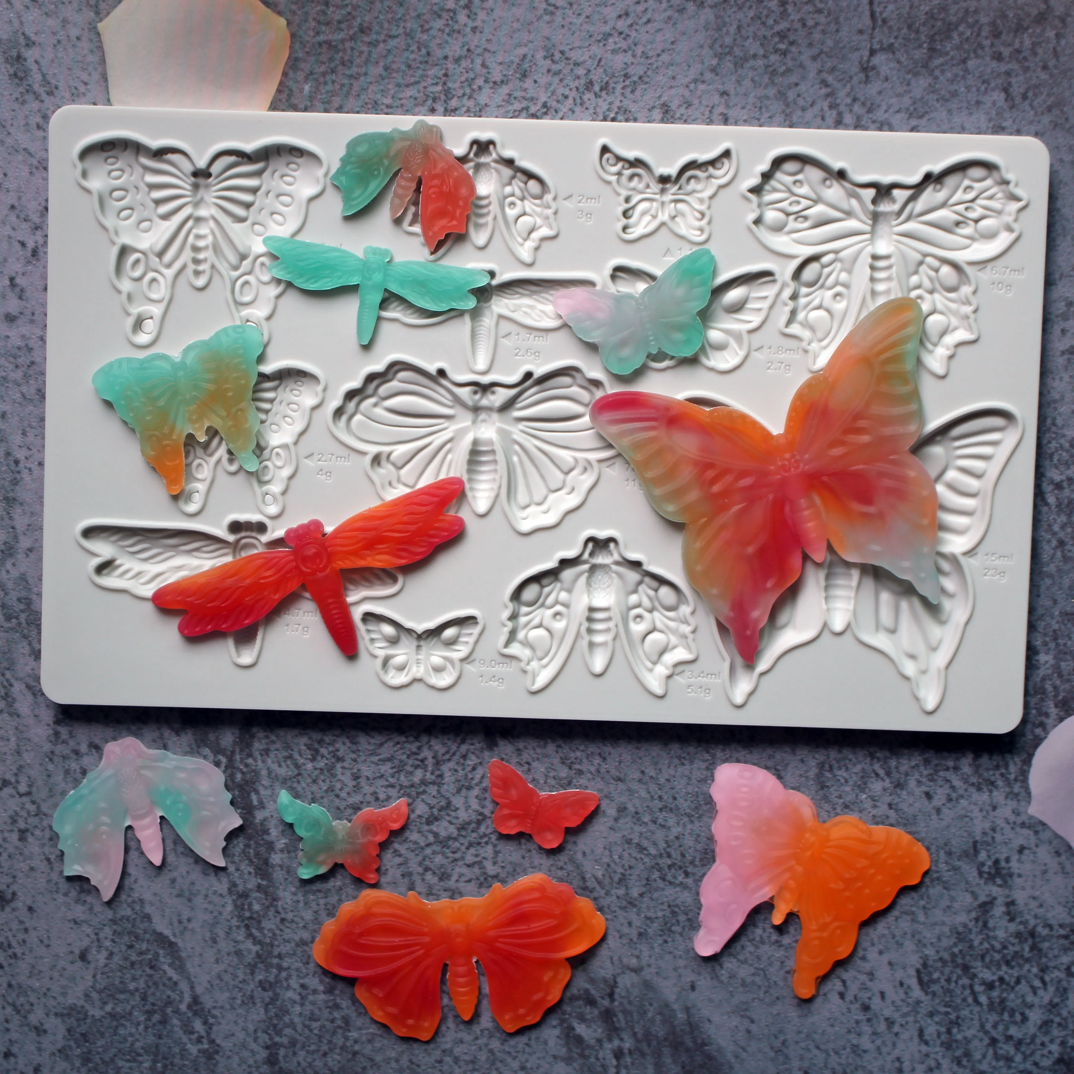 Insect Butterfly Dragonfly Silicone Mold Fondant Cake Decorating Silicone Mold Clay,Sugarcraft Chocolate Baking Tool，Kitchenware