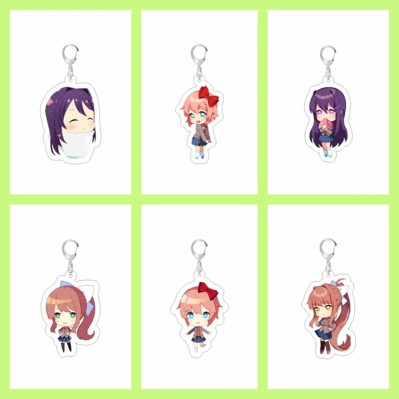 نادي دوكي الأدب! DDLC llavero أنيمي سايوري ناتسوكي يوري مونيكا الاكريليك الشكل المفاتيح المشجعين هدايا عيد الميلاد 6 سنتيمتر
