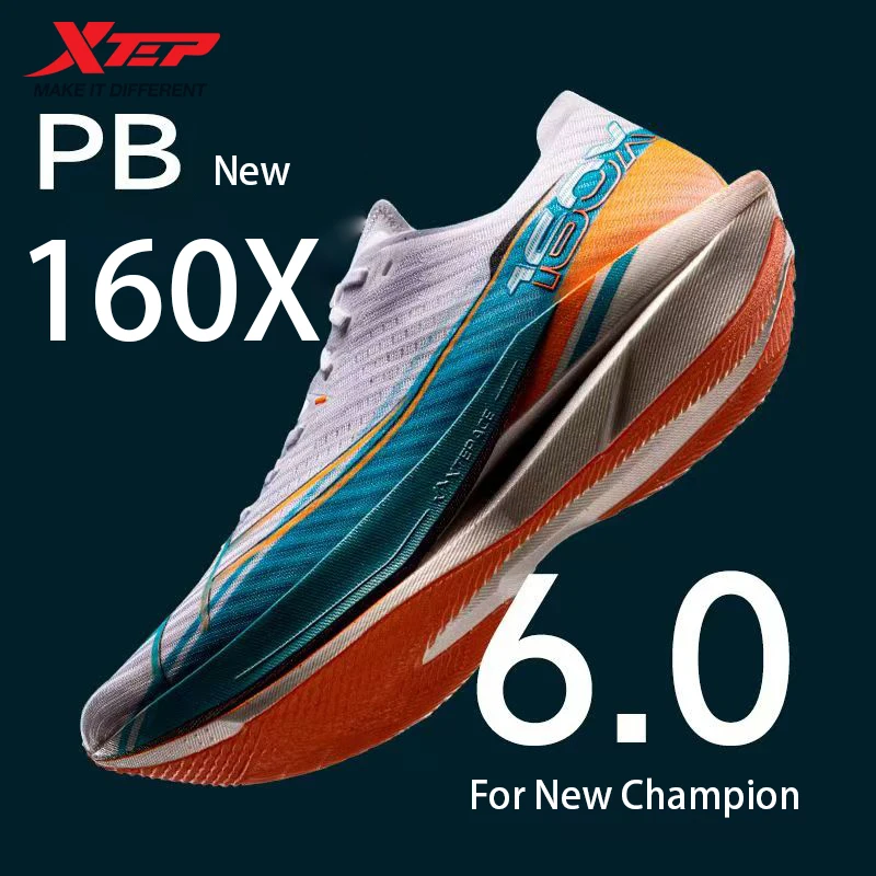 Xtep 160X 6.0 Running Shoes Professional Marathon PB Carbon Plate For Men 2024 Cushioning Shock Absorption Sneakers 976319110057