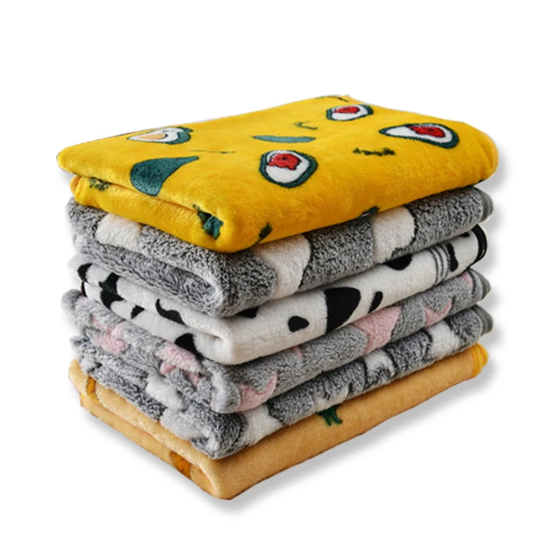 Soft Flannel Pet Blanket Cartoon Printing Dog Bed Sleeping Blanket Warm Comfortable Household Sofa Blanket Cushion Pet Supplies