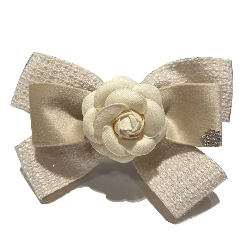 New High-grade Camellia Flower Bows Spring Clip Bowknot Back Head Hairclips Hair Pin Female Accessories for Women Girl Wholesale