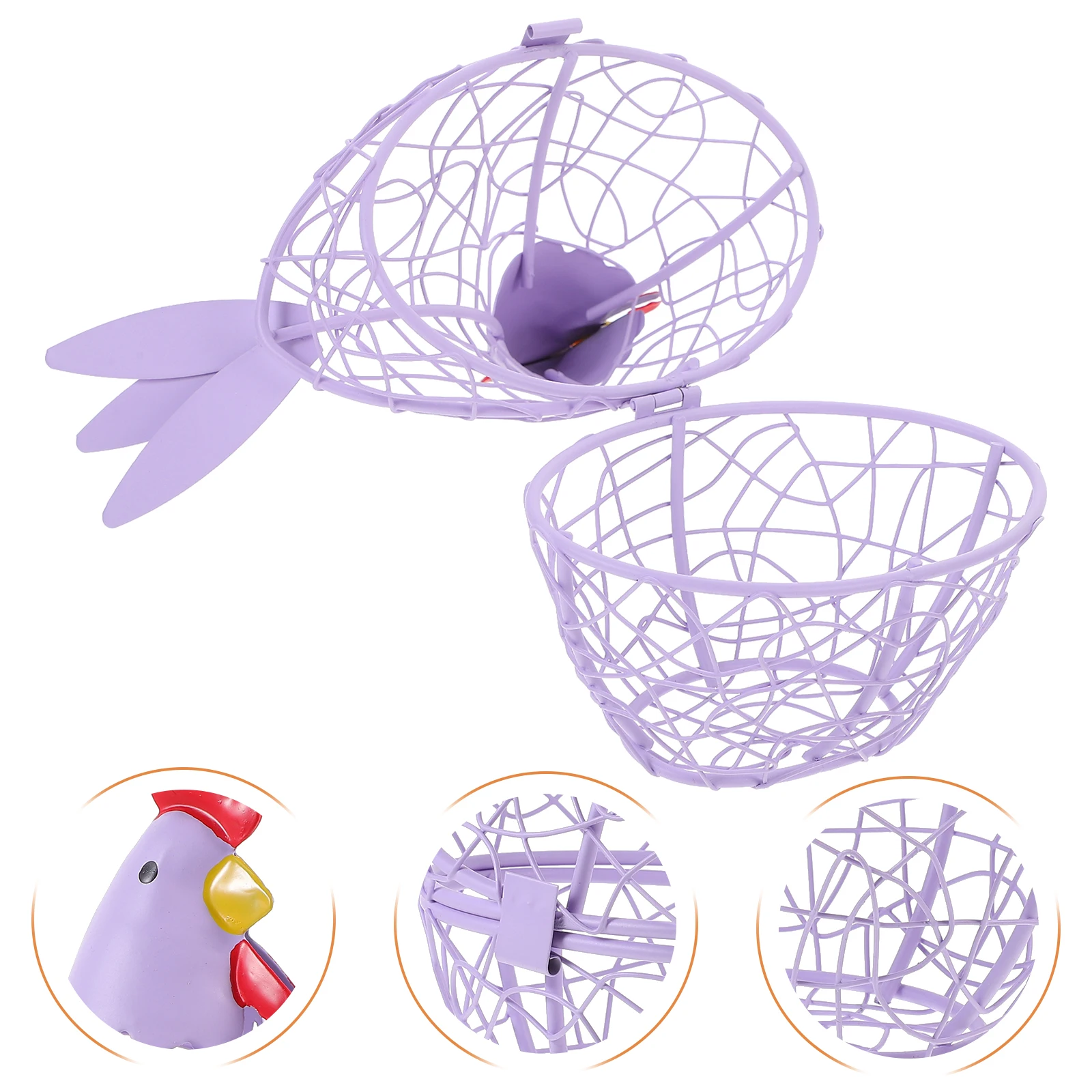 

Chicken Styling Decoration Hen Shaped Egg Holder Basket Storage Baskets Kitchen Household Wire for Fresh Eggs