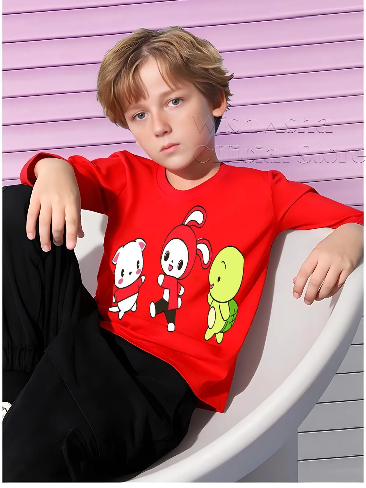 Kids Maizen JJ and Mikey T Shirt Boys Long Slooves Tee Children Wish Asha 100% Cotton Top YouTube Game Printed T Kids Clothes