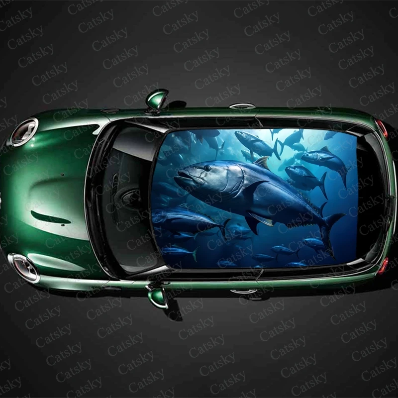 Tuna Animal Ocean Car roof sticker wrap racing SUV accessories packaging painting PVC car accessories graphic decals