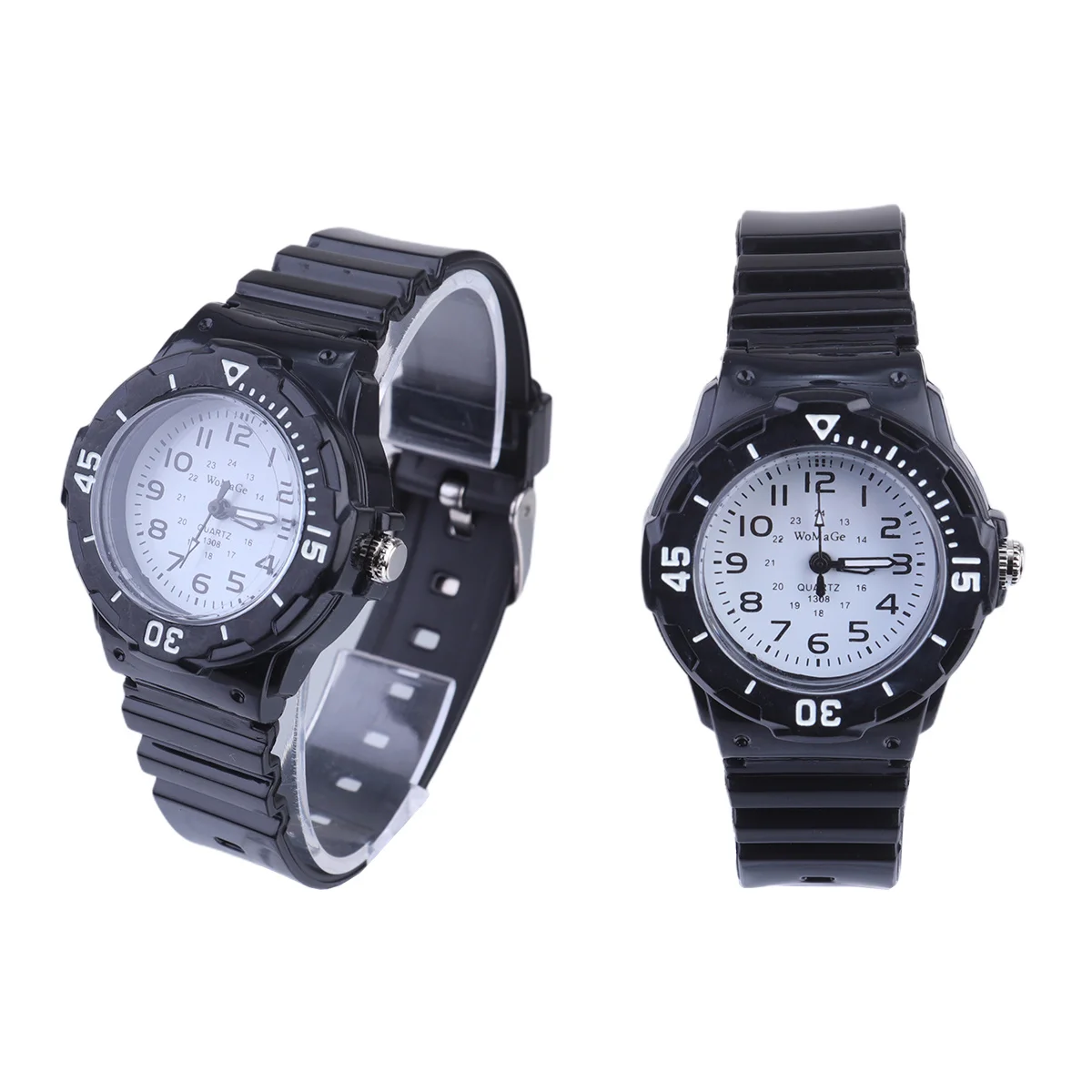 

Quartz Watch Silicone Band Black White Sports Watch Durable Arabic Numerals Time Keeper Sports Watches