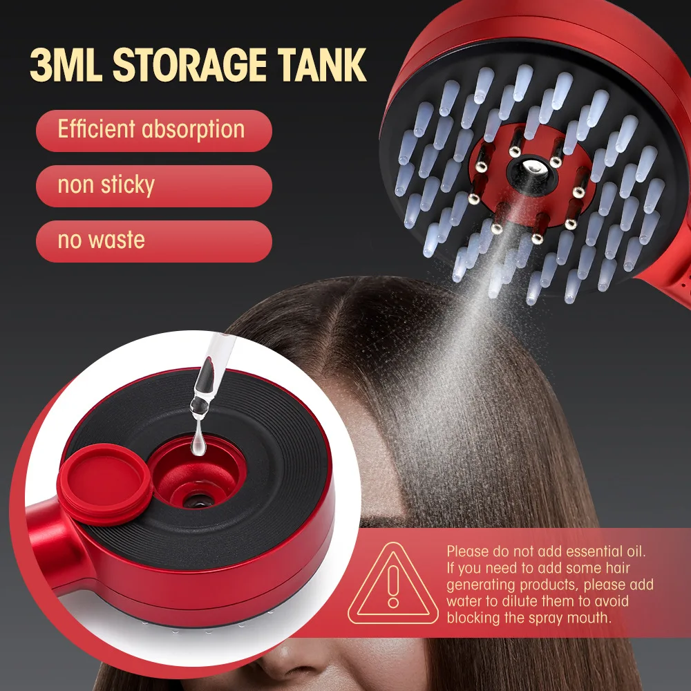 Red Blue Light Follicle Comb Hairbrush Scalp Applicator Head Massager Electric Spray Massage Comb Nano Vibration Massage Comb