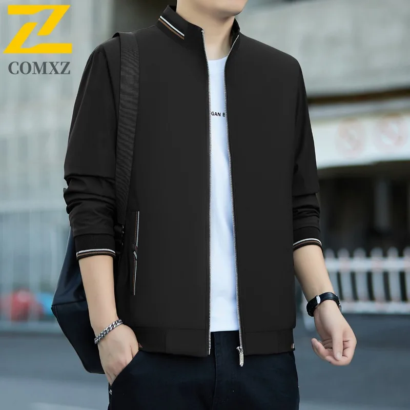 

COMXZ Classic Jacket New Anti Wrinkle Windproof Outdoor Banquet Office Commute Stand Collar Jacket Leisure Man Clothes Jackets