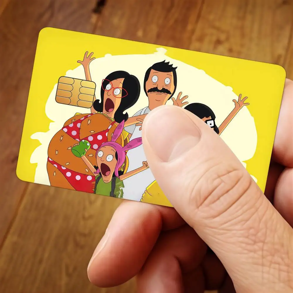 Cute B-Bob's Burgers Credit Card Public Transportation Cards Protective Sticker Waterproof Card Face Decoration 4PCS