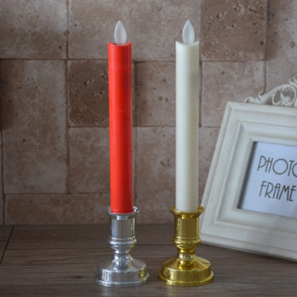 

1Pair Electronic Light LED Long Rod Golden Base Yellow Flameless Lamp for Home Decor Christmas Gifts Swing Simulation