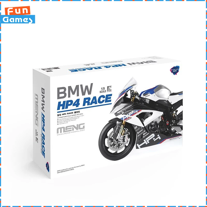 Bmw 1/9 meng hp4 corrida motocicleta figura de ação Mt-004s pré colorido montar figura modelo colecionável crianças presente aniversário