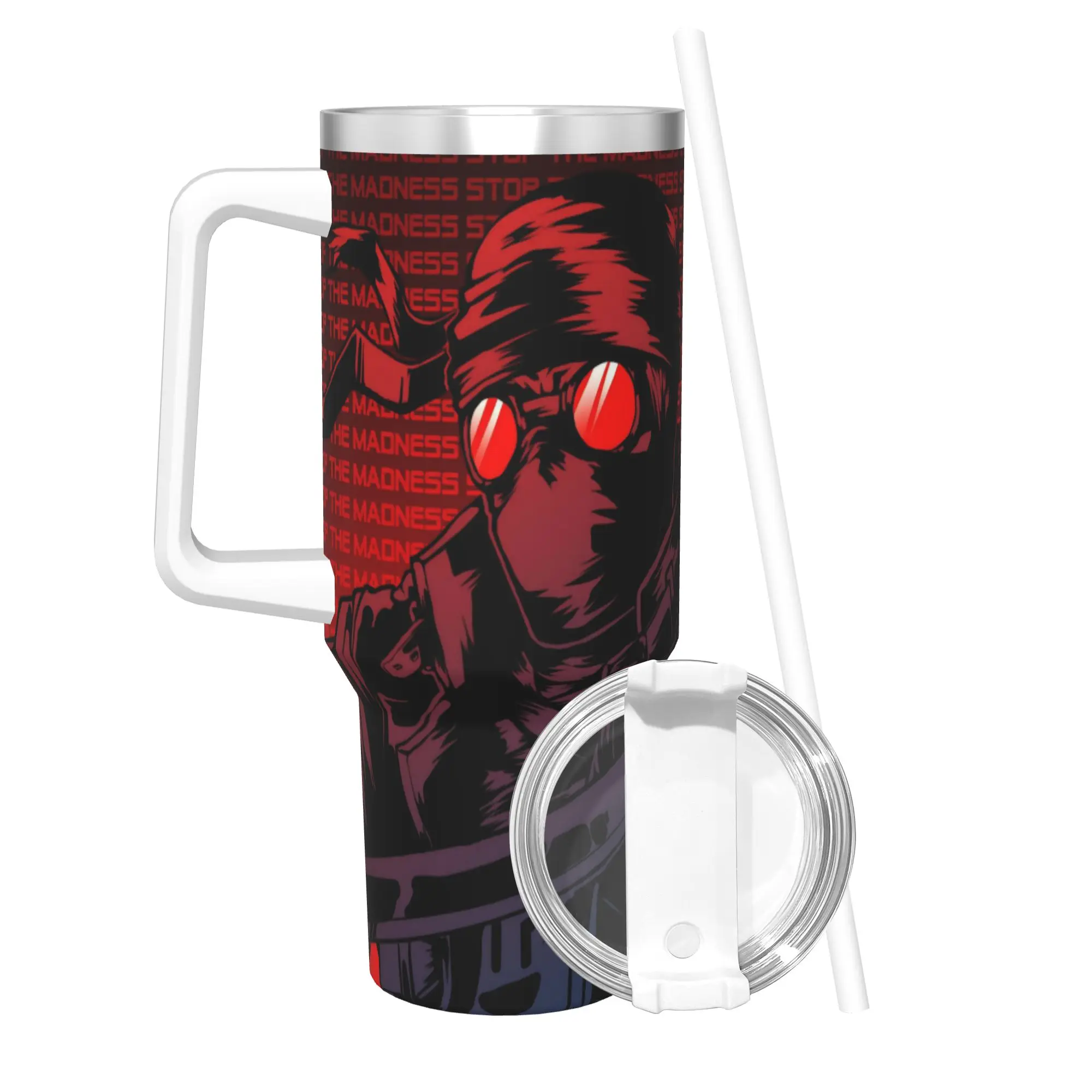 MADNESS COMBAT Hank Tumbler With Straw  Stainless Steel Tumblers Mug Double Wall Vacuum Insulated for Cold Or Hot 40oz