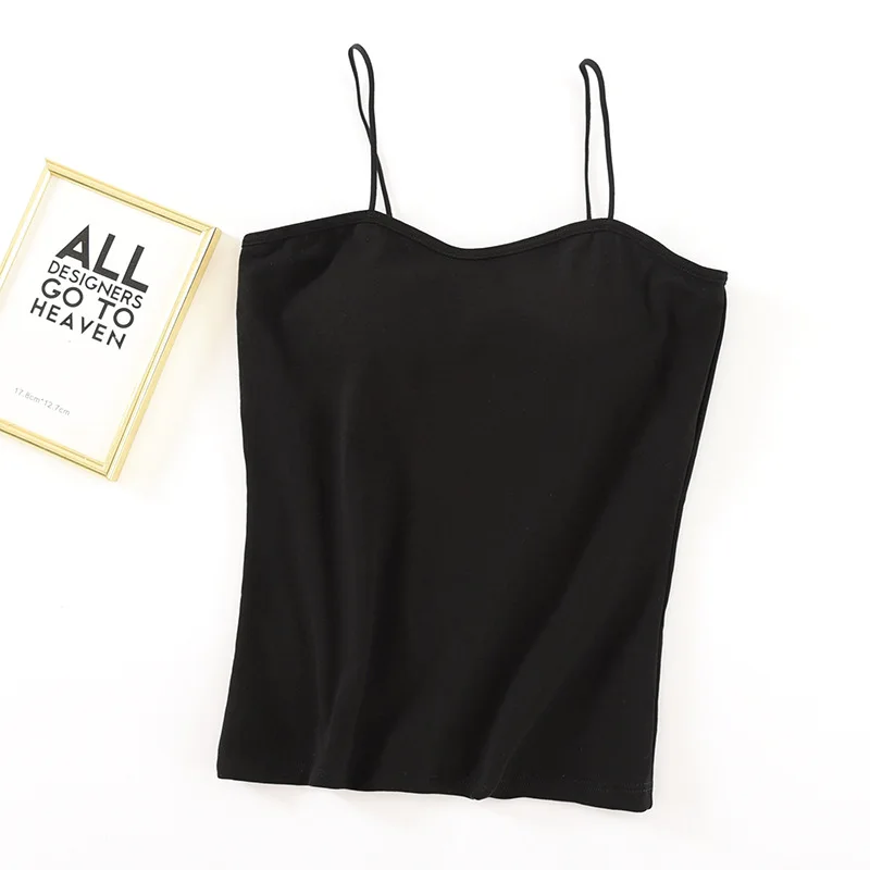 Fdfklak Camisole Chest Pads Women's One-Piece Pajamas Bottoming Shirts Summer Sleep Tops Sexy Cotton Sleepwear T-Shirt