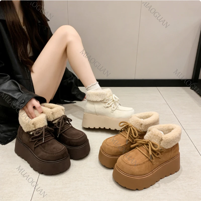 Botas De Nieve De Mujer Con Plataforma Gruesa, Algodón Y Suela Antideslizante Para Invierno_voghion.com