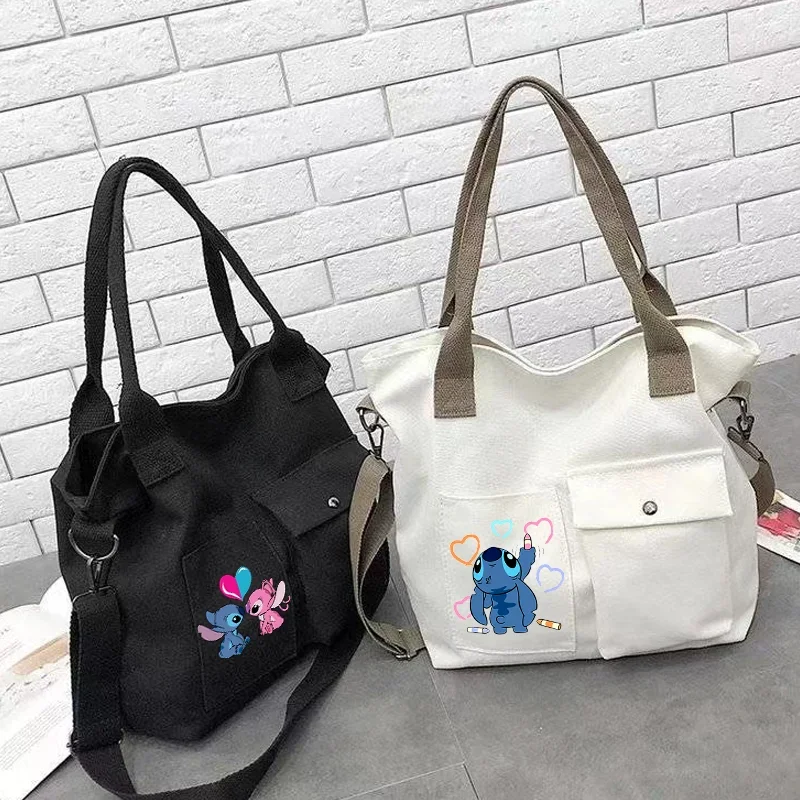 

Новая сумка через плечо со стежком, холщовая милая трендовая сумка в стиле Харадзюку, простые сумки на плечо большой вместимости, женские фигурки аниме, пакет для отдыха, подарок