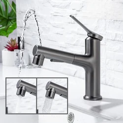 Bathroom Faucet Hot and Cold Water Outlet Bathroom Sink Pull Type Faucet Three Mode Water Outlet Washbasin Shower Faucet