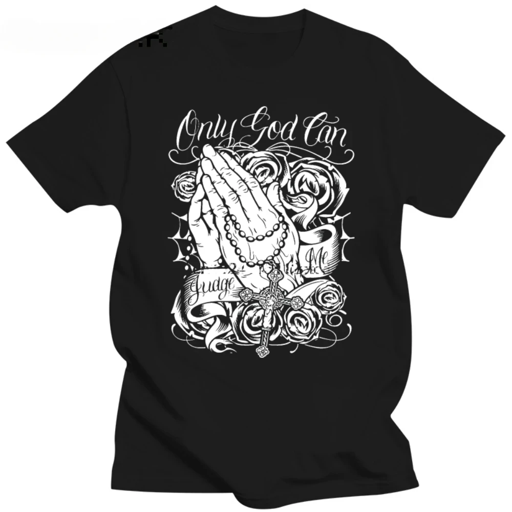 New Arrival 2024 MEN CLOTHING Urban Tee Cholo Mexican Chicano Virgin Mary Art  Mens Only God Can Judge T Shirt men clothing