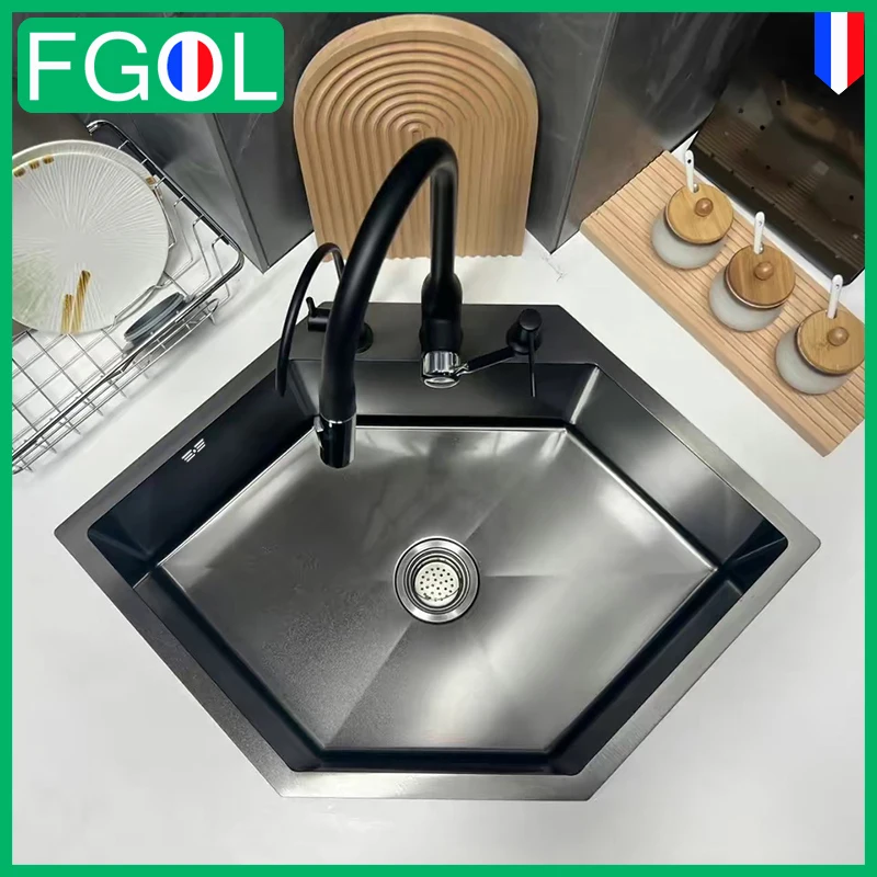 Corner Diamond Shaped Sink 304 Stainless Steel Nano Dishwasher Undercounter Vegetable Basin