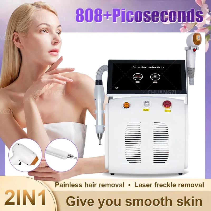 

Diode Laser Hair Machine And TattooNew High Quality 2024 2in1 808 DiodeLaser Hair Removal DepigmentationRemoval Machine