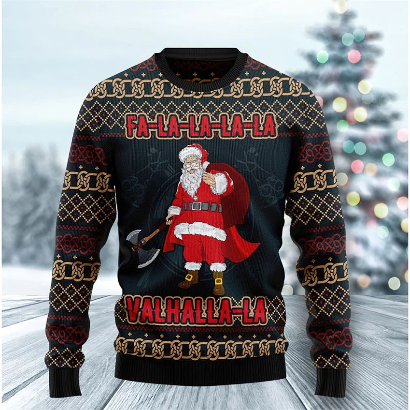 Lelijke 3D-kersttrui bedrukt casual sweatshirt met lange mouwen en ronde hals trui grappige jas vakantie unisex jas nieuw