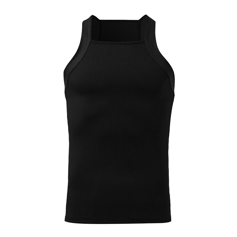 Men\'s Monochrome Crew Neck Sleeveless Tank Top Tight Street Wear Casual Tank Top Luxury Party Wear Fashion