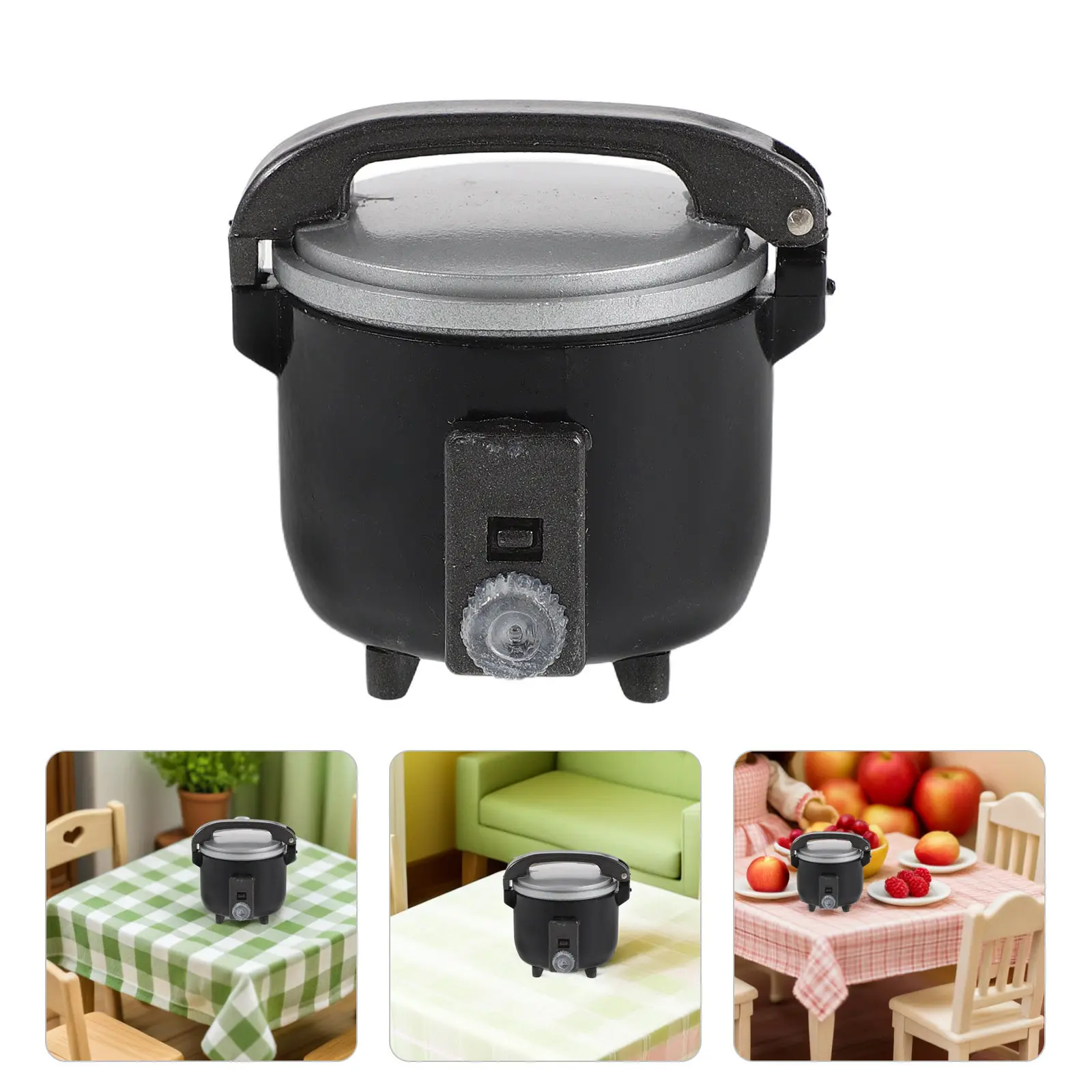 

Miniature Rice Cooker 1:12 Scale Realistic Small Kitchen Appliance for Pretend Play Kitchen Set Dollhouse Accessories