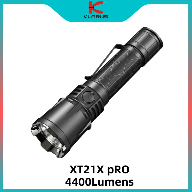 KLARUS XT21X Pro Tactical Flashlight 4400Lumens Micro-USB Rechargeabl Troch Lantern With 21700 5000mAh Battery