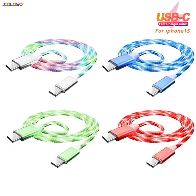 Kabel Flow Luminous 3A 60W USB C do Type C do iPhone 15 Pro Max, szybkie ładowanie PD, kabel do transmisji danych dla Xiaomi, Redmi, OPPO, 1m 2m