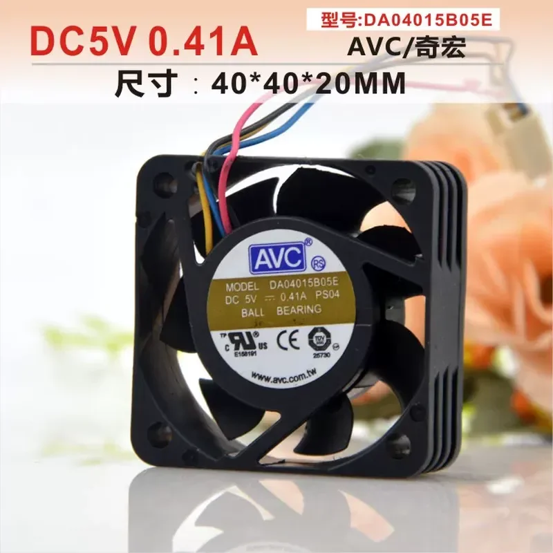 Original AVC DA04015B05E 4020 5V 0.41A 4-wire PWM CPU Cooling Fan for Temperature Control 4CM