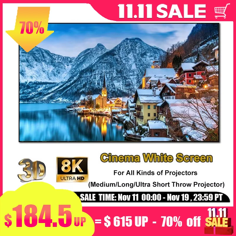 

250 Inch Max Cinema White Projector Screen Large Size 1cm Ultra Narrow Bezel Projection Screen For All Kinds of Projectors