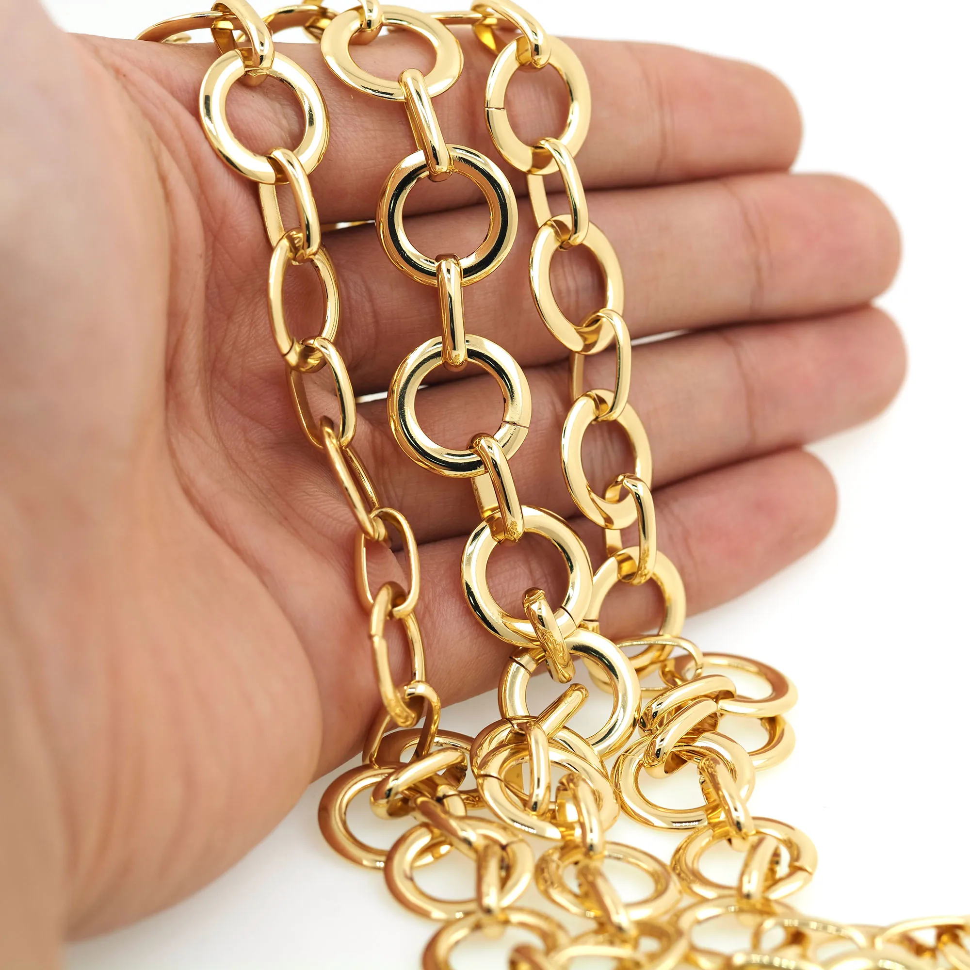 Accessori per braccialetti con collana a maglie rotonde a catena riempita in oro per componenti per gioielli fai-da-te