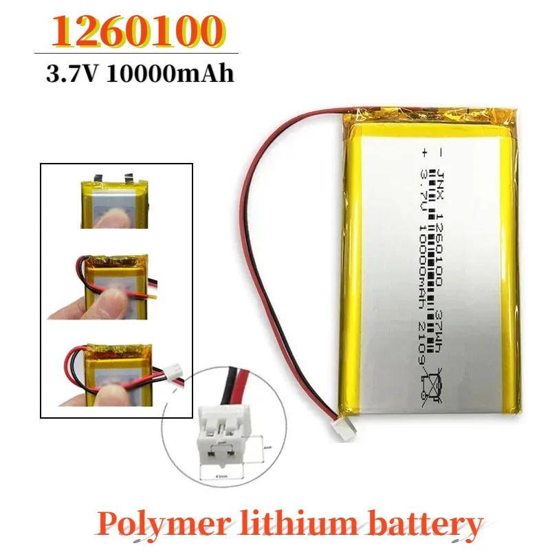 3.7V 10000mAh 1260100 Lithium Polymer Li-Po Li Ion Rechargeable Battery Lipo Cells for Electrograph PDA Portable Speaker Toys